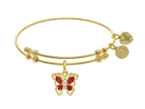 Angelica Collection Brass with Yellow Butterfly Charm with Red and White CZz On Yellow Bangle GEL1394AU