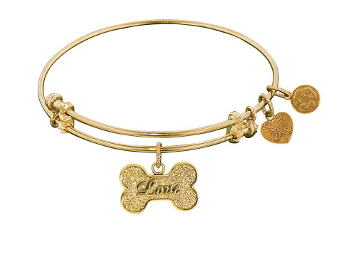 Angelica Collection Non-antique Yellow Stipple Finish Brass bone with Love Expandable Bangle GEL1015AU