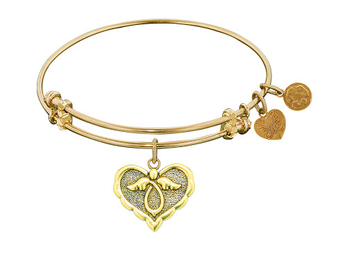 Angelica Collection Antique Yellow Stipple Finish Brass angel Expandable Bangle GEL1097AU