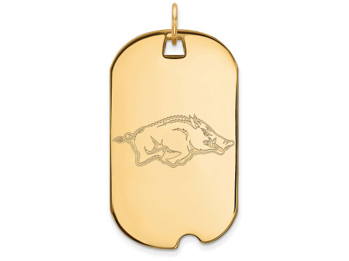 10k Yellow Gold Logoart University Of Arkansas Large Dog Tag Pendant Necklace