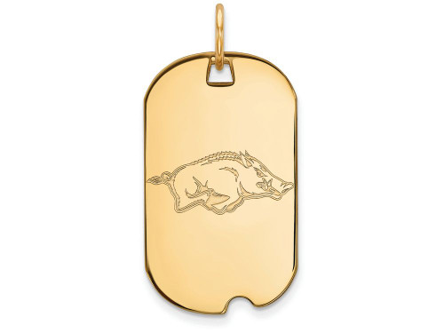 10k Yellow Gold Logoart University Of Arkansas Small Dog Tag Pendant Necklace