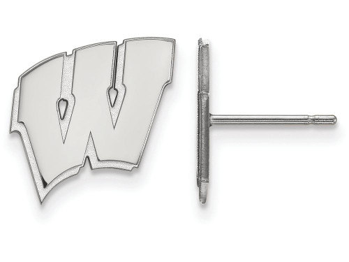 10k White Gold Logoart University Of Wisconsin Small Post Earrings - 1W009UWIAF