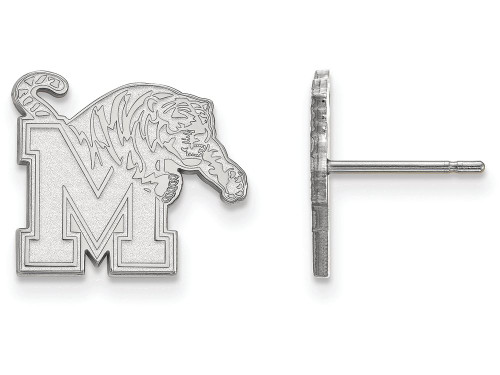 10k White Gold Logoart University Of Memphis Small Post Earrings