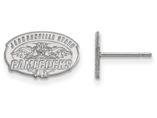 10k White Gold Logoart Jacksonville State University Extra Small Post Earrings
