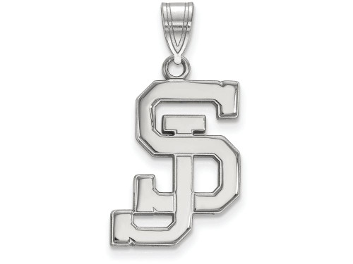 10k White Gold Logoart San Jose State University Large Pendant - 1W006SJSAF