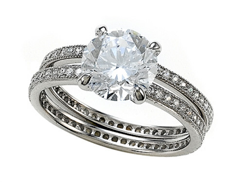 Zoe R Micro Pave Hand Set Cubic Zirconia CZ Eternity Wedding Set BM10385 - BM10385T65