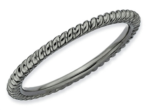 Stackable Expressions Sterling Silver Black-plated Twisted Stackable Ring QSK177 - QSK177T9