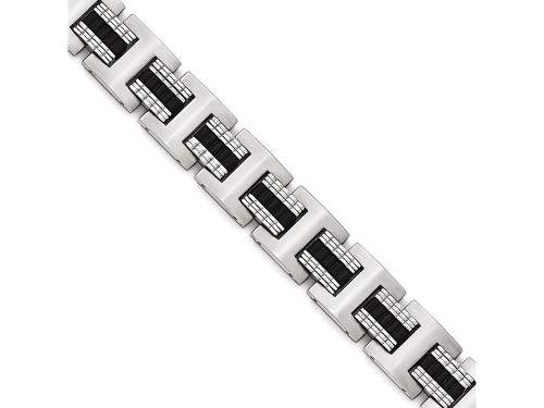 Chisel Stainless Steel Brushed and Polished Black Ip-plated 8.75in Bracelet