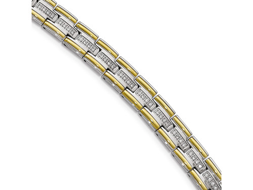 Chisel Stainless Steel Polished Yellow Ip CZ 8.50in Link Bracelet SRB201085Y