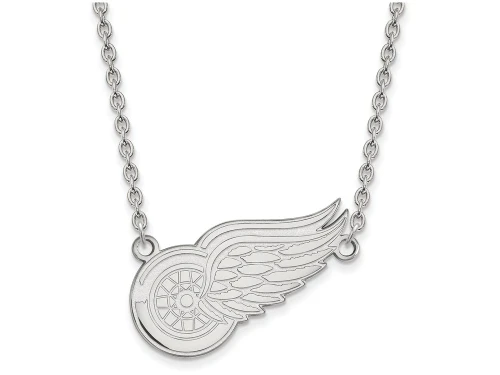 LogoArt Sterling Silver Detroit Red Wings Large Pendant Necklace SS016RWI18T