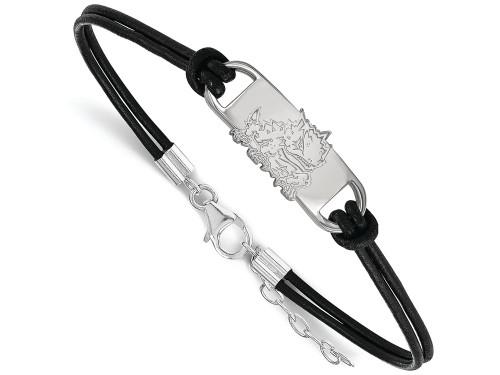 Logoart Sterling Silver Texas Christian University Small Center Leather Bracelet SS046TCU7T