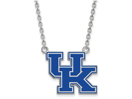 LogoArt Sterling Silver University Of Kentucky Large Enamel Pendant Necklace SS082UK18T