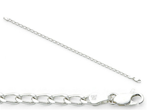 Amore LaVita Sterling Silver 4.3mm Open Link Charm Bracelet 7 inches QLL1207T