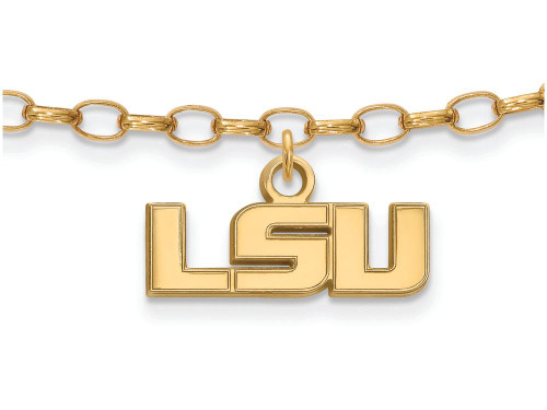 Logoart Sterling Silver Gp Louisiana State University Anklet GP024LSUAE