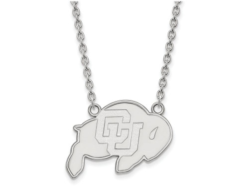 14k White Gold Logoart University Of Colorado Large Pendant Necklace - 4W012UCO18B