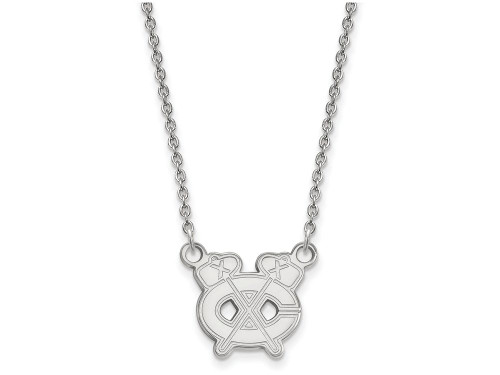 14k White Gold Nhl Logoart Chicago Blackhawks Small Pendant Necklace