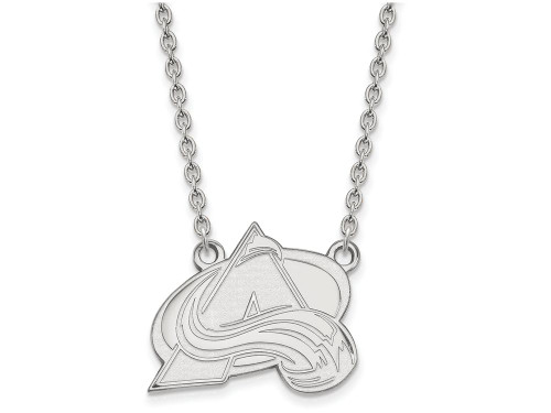 14k White Gold Nhl Logoart Colorado Avalanche Large Pendant Necklace