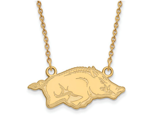 14k Yellow Gold Logoart University Of Arkansas Small Pendant Necklace