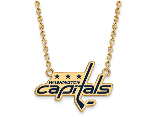 Sterling Silver Gp Nhl Logoart Washington Capitals Large Enamel Pendant Necklace GP031CAP18AE
