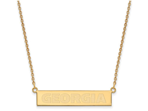 Logoart Sterling Silver Gp University Of Georgia Small Bar Necklace GP084UGA18AE