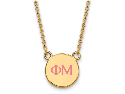 Logoart Sterling Silver Gp Phi Mu Small Enamel Pendant Necklace GP027PHM18AE
