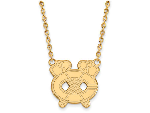 Sterling Silver Gp Nhl Logoart Chicago Blackhawks Large Pendent Necklace GP041BLA18AE