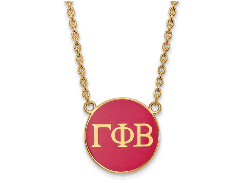 Logoart Sterling Silver Gp Gamma Phi Beta Large Enamel Pendant Necklace GP030GPB18AE