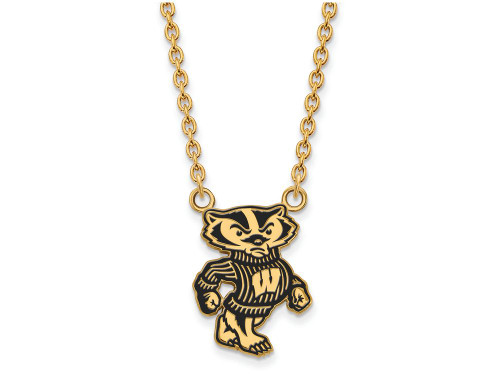 Logoart Sterling Silver Gp U Of Wisconsin Large Enamel Pendant Necklace GP095UWI18AE