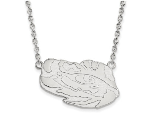 14k White Gold Logoart Louisiana State University Large Pendant Necklace