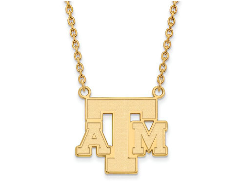 Logoart Sterling Silver Gp Texas Aandm University Large Pendant Necklace GP061TAM18AE
