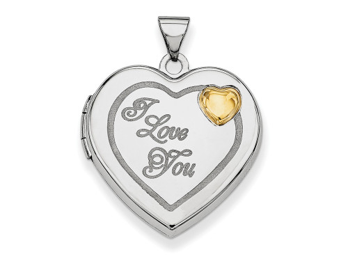 FJC Finejewelers Sterling Silver Rhodium-plated W/gold-plate 21mm Heart Locket Pendant Necklace 18 inch chain included QLS605T