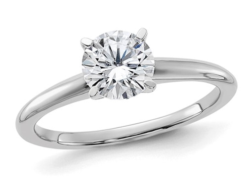 1.00 Carat (ctw Color-D-E-F) Synthetic Moissanite Solitaire Engagement Ring in 14K White Gold - 08QGG05965100MSW-5