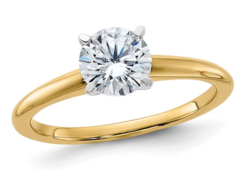 1.50 Carat (ctw Color G-H) Synthetic Moissanite Solitaire Engagement Ring in 14K Yellow Gold - 08QGG005965175MS-6