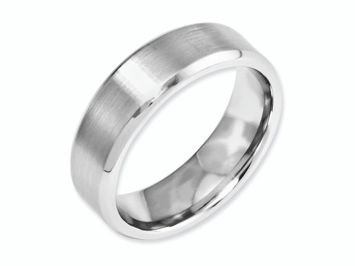 Chisel Cobalt Beveled Edge Satin and Polished 7mm Wedding Band CC11 - CC11BG10