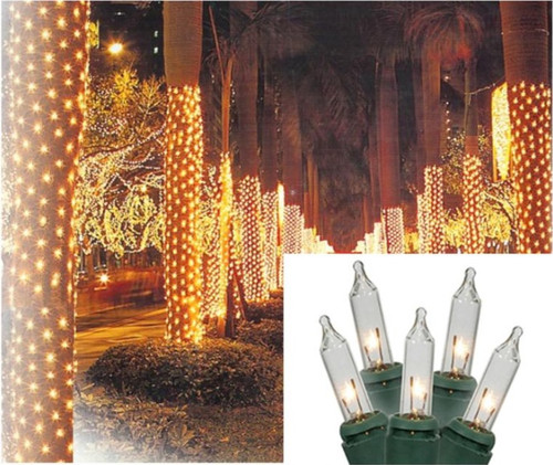 150-Count Clear Mini Christmas Light Set, 24ft Green Wire