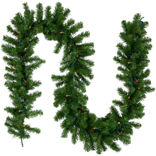Pre-Lit Oak Creek Pine Artificial Christmas Garland - 9' x 10" - Multi Lights