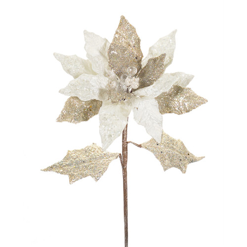 Set of 6 Rose Gold Artificial Poinsettia Stem 29.5”