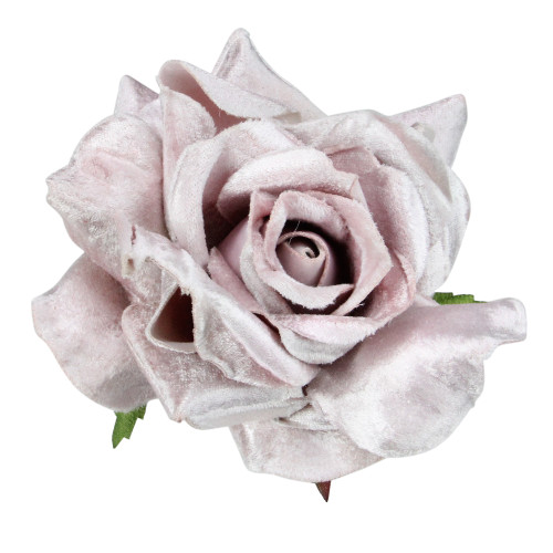 5.5" Blush Pink Velveteen Rose Clip-On Christmas Ornament