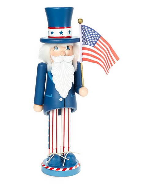 Uncle Sam Christmas Nutcracker - 14" - Blue and White