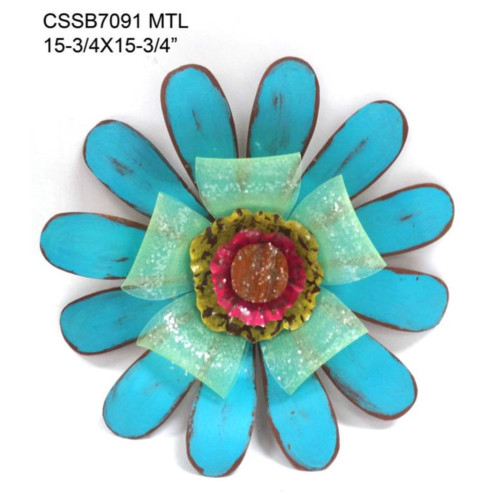 15.75 Blue and Pink Flower Decorative Wall Plaque