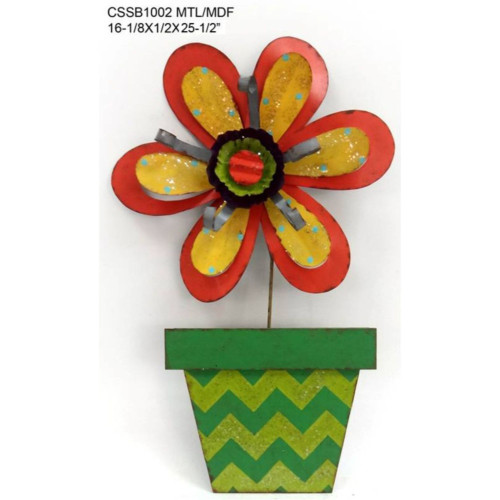 25.5" Green and Yellow Floral Planter Decorative Wall Plaque