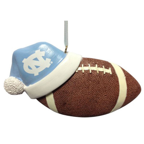3.50" Football With Santa Hat North Carolina Tar Heels Inspired Christmas Ornament
