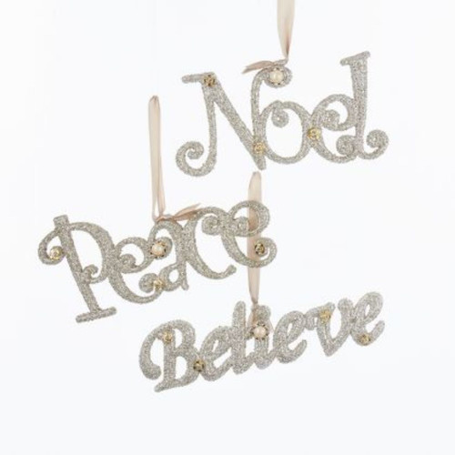 Pack of 24 Platinum Colored Glittering Finished Sign Hanging Ornaments 7.5”