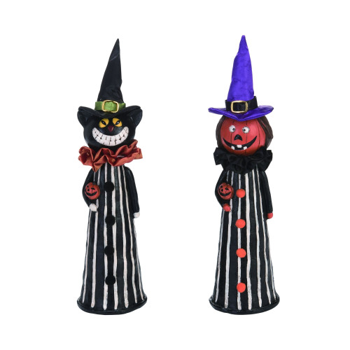 Set of 2 Black and Red Halloween Figurines with Hat 13"
