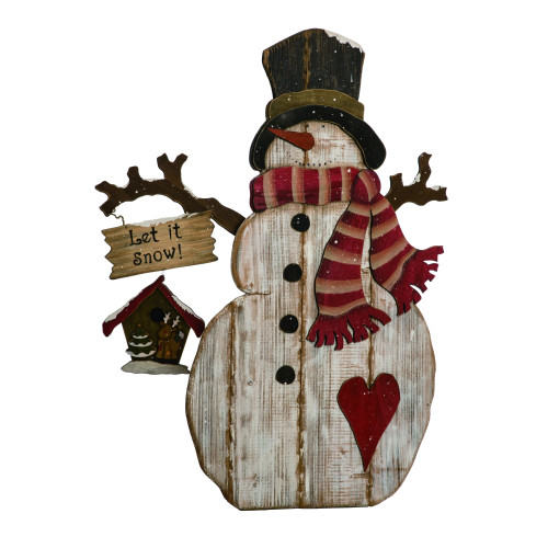 42'' White and Red Traditional Snowman Christmas Figurine