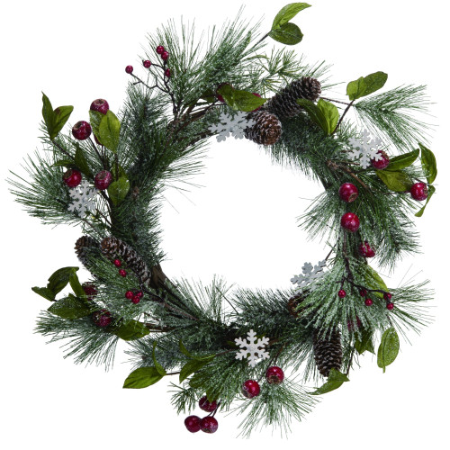 Pinecone and Berries Holiday Artificial Christmas Wreath - 22-Inch, Unlit