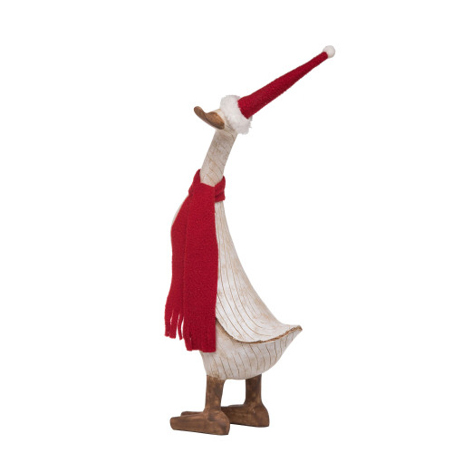 16" White Elegant Synthetic Christmas Duck Figurine
