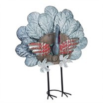 17" Contemporary Style Silver Halloween Standing Turkey Decor