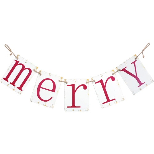 63" White and Red Merry Christmas Holiday Wall Banner