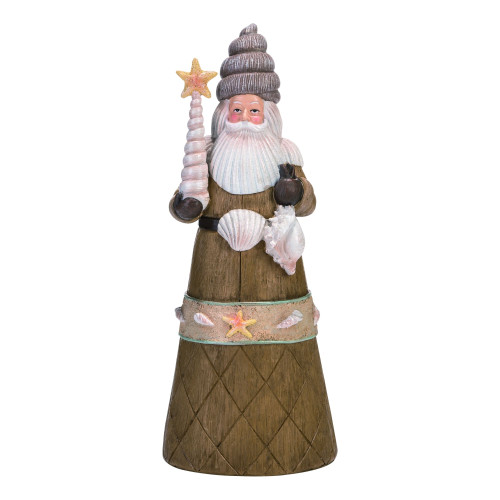 12" Brown and White Christmas Seashell Santa Figurine